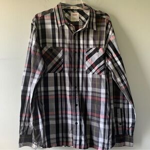 Levi’s Men’s Long Sleeve Button Front Black Plaid Standard Fit Size Large